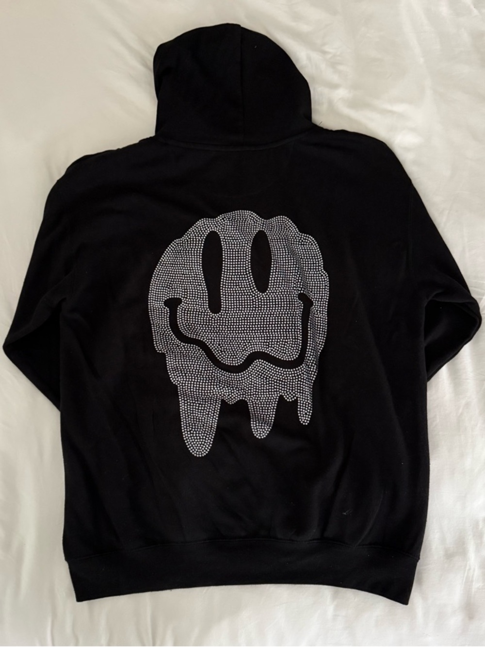 FA Black Hoodie with Studded Drip Smile Graphic